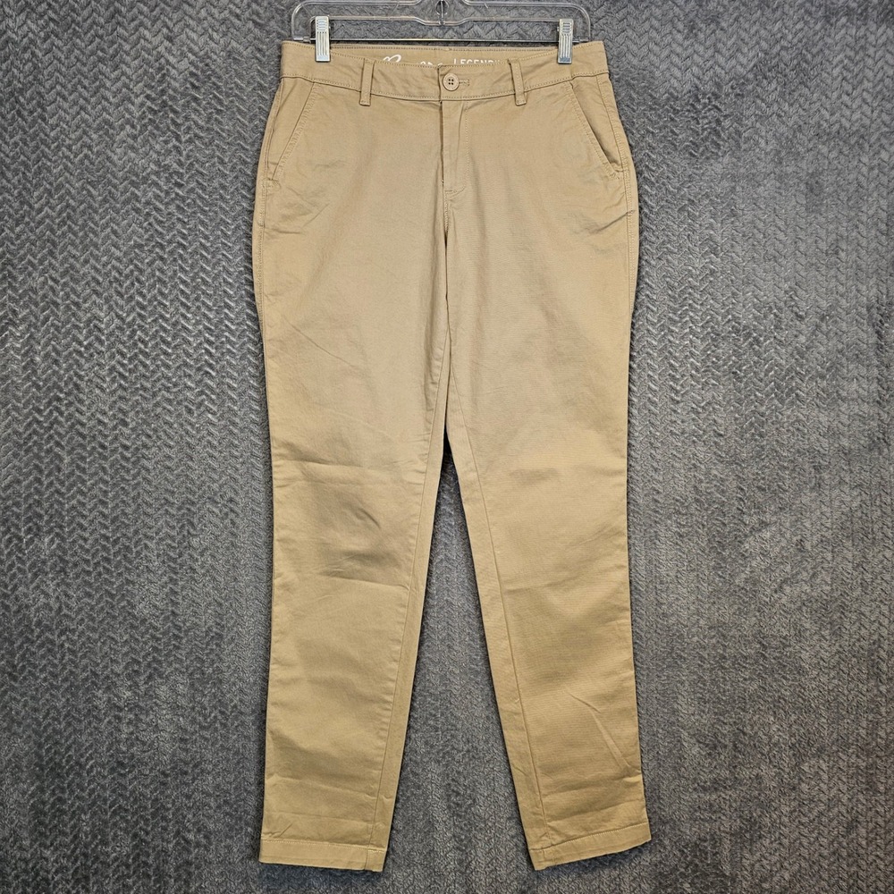 Eddie Bauer Legendwash Stretch Khaki Pants Womens 2 Boyfriend Slim Leg Tan Chino